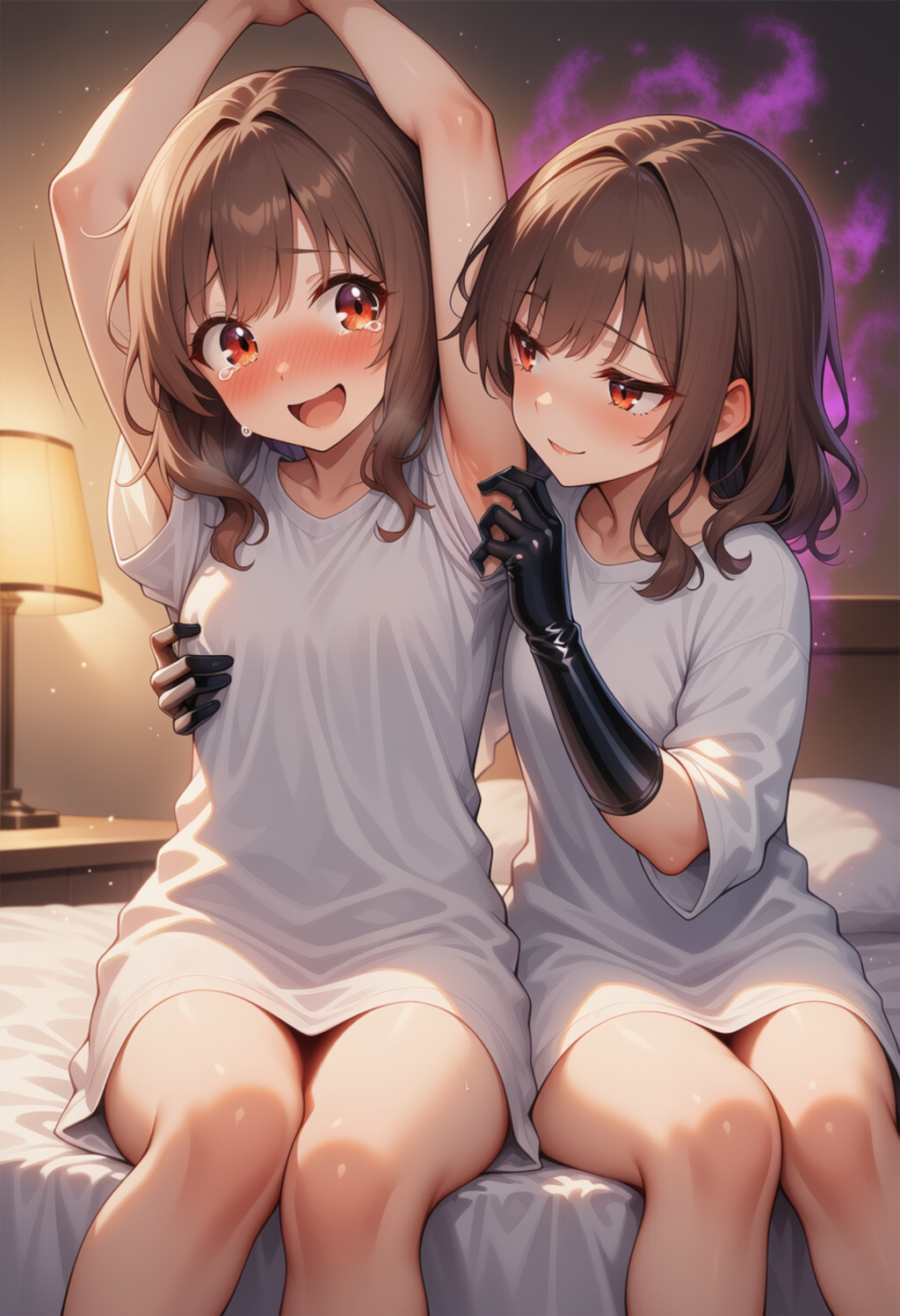 「どう？この感触癖になっちゃいそうでしょ？満足するまでくすぐってあげるから楽しんでね♥」 「だ、だめ…っ！別にくすぐってほしくなんかな…ひゃあっ？！だめぇ…」