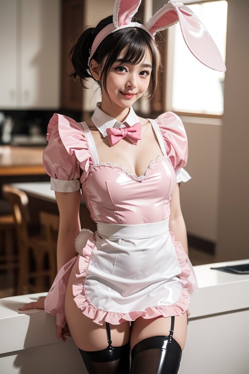 艶々衣装のメイドでバニー