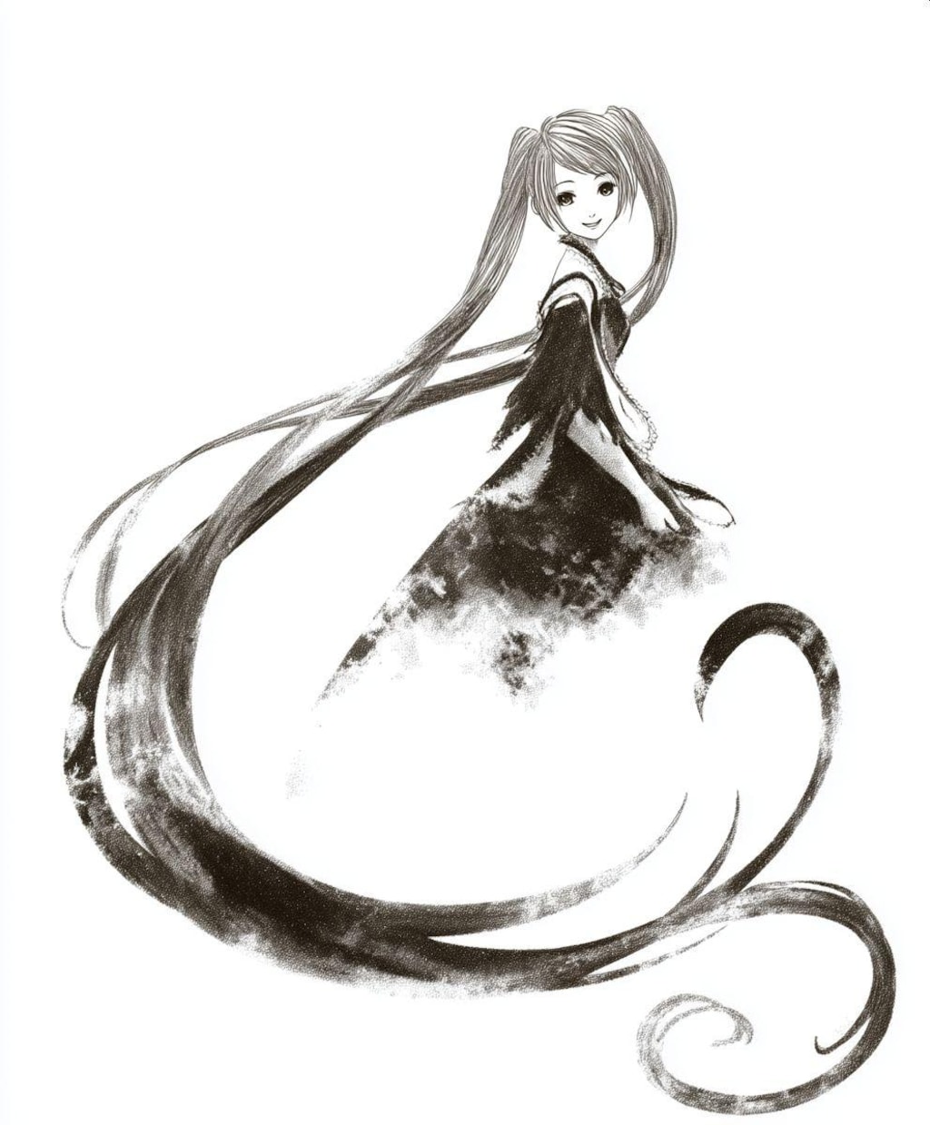 水墨画調のturning