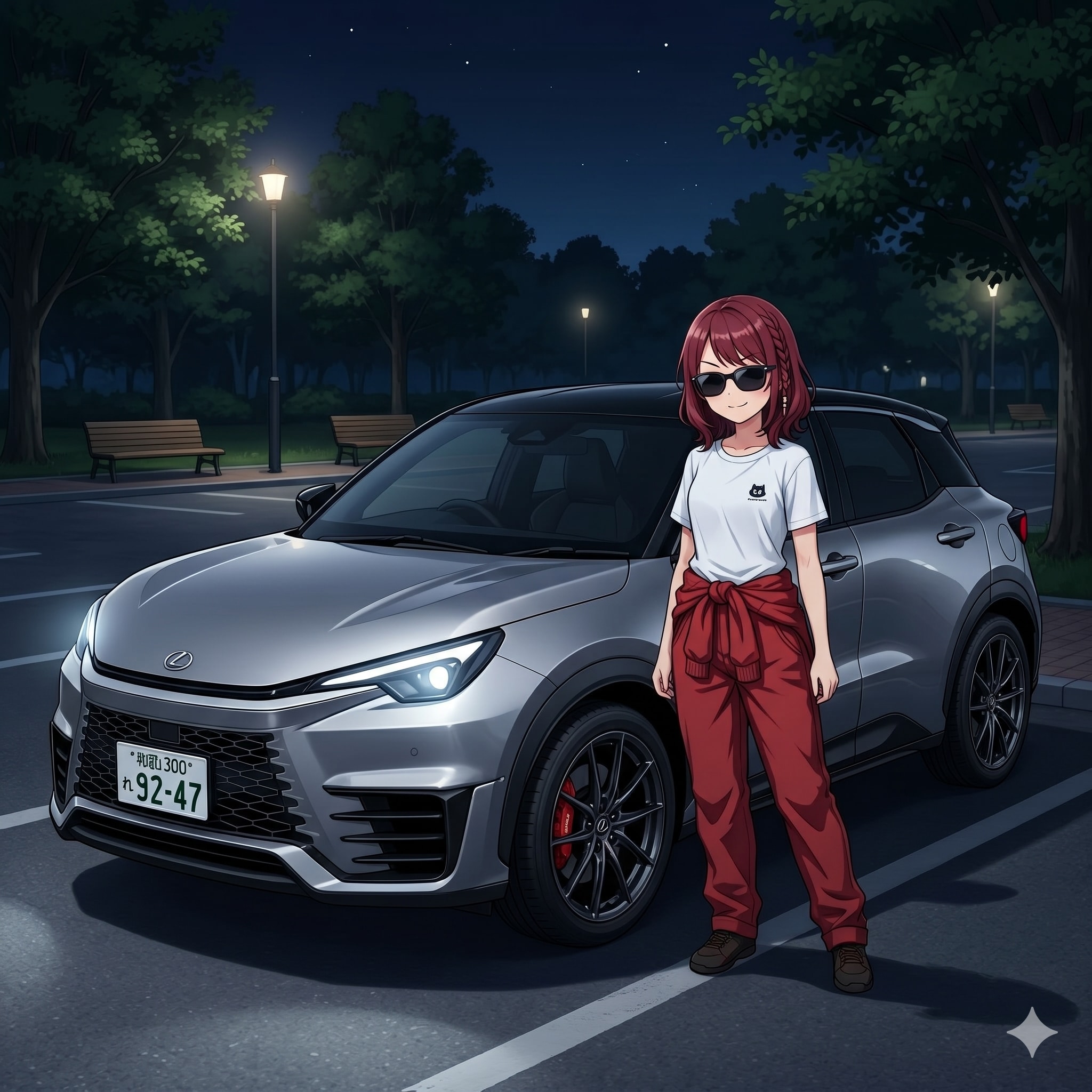 美少女が乗りたいクルマ（LEXUS LBX MORIZO RR）を見るオレ