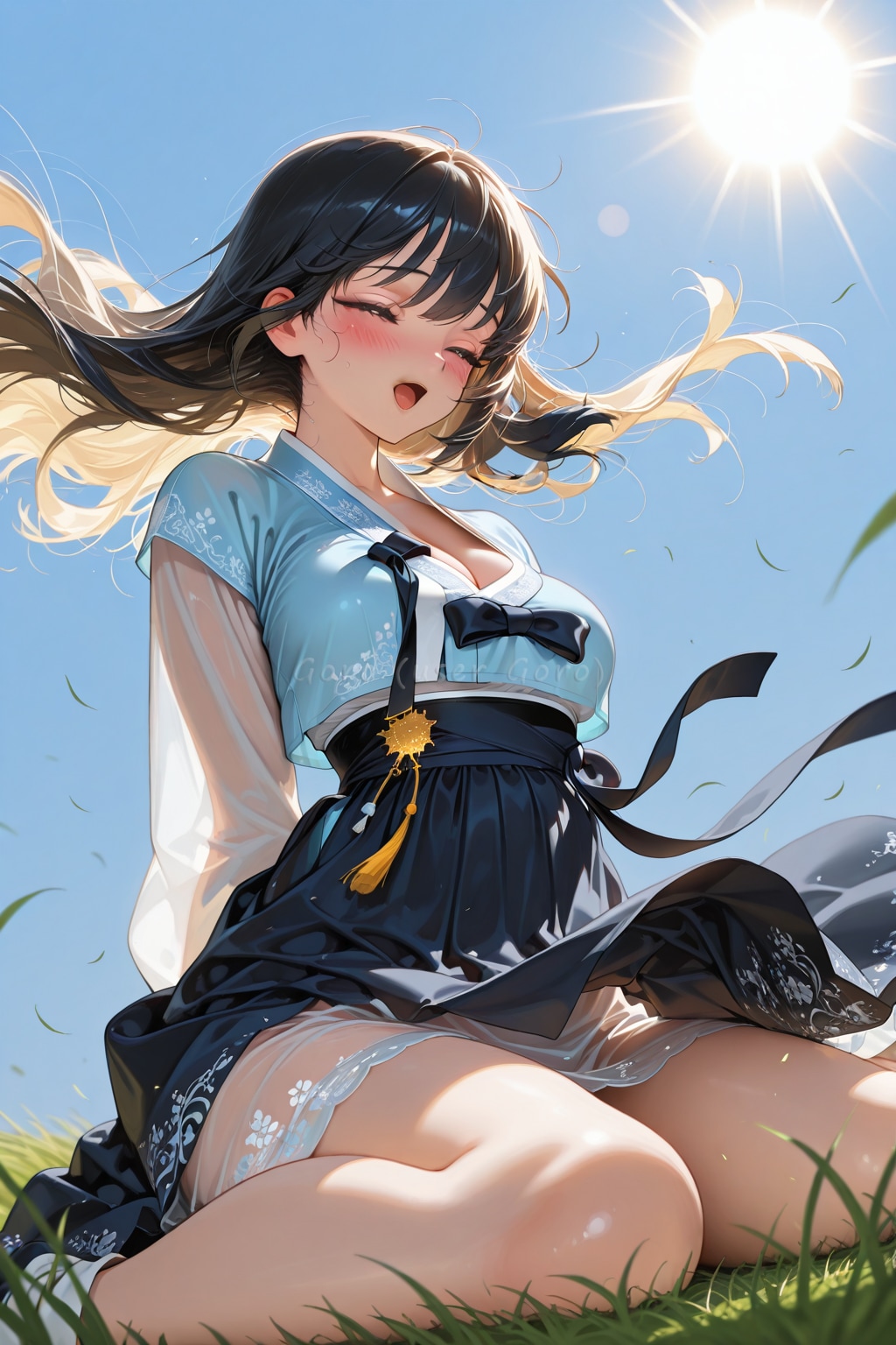 韓服で風に吹かれて | の人気AIイラスト・グラビア