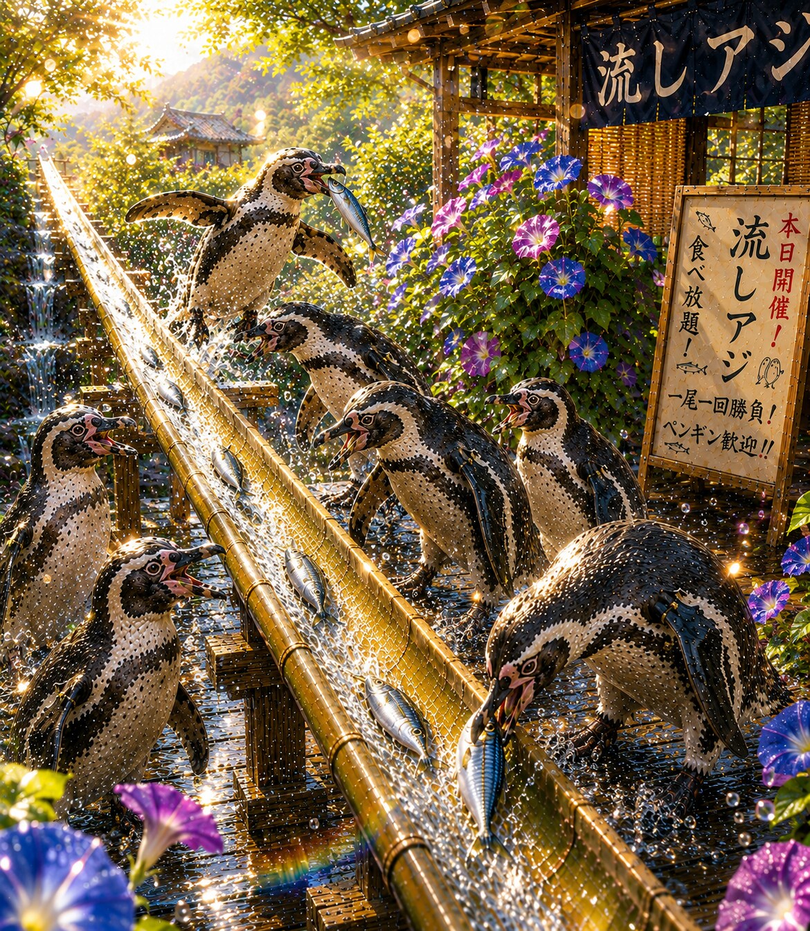 流しアジ開幕！ ～フンボルトペンギンたちの夏の大捕食祭～