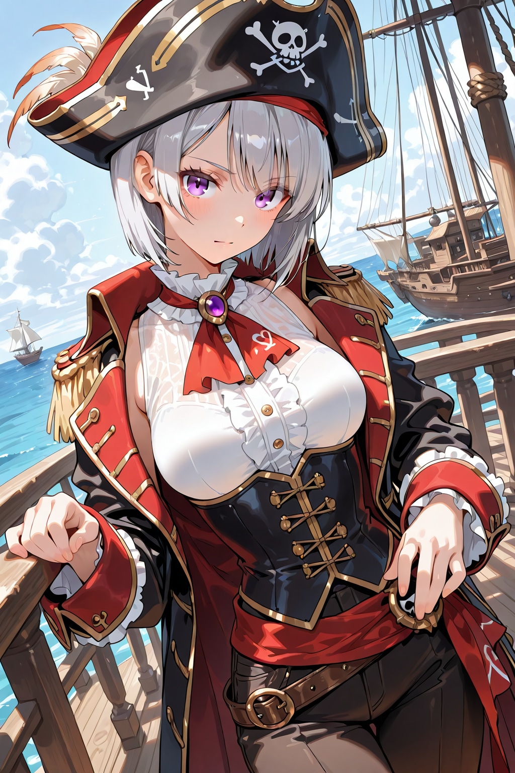 (1373)銀髪ちゃん女海賊 | の人気AIイラスト・グラビア
