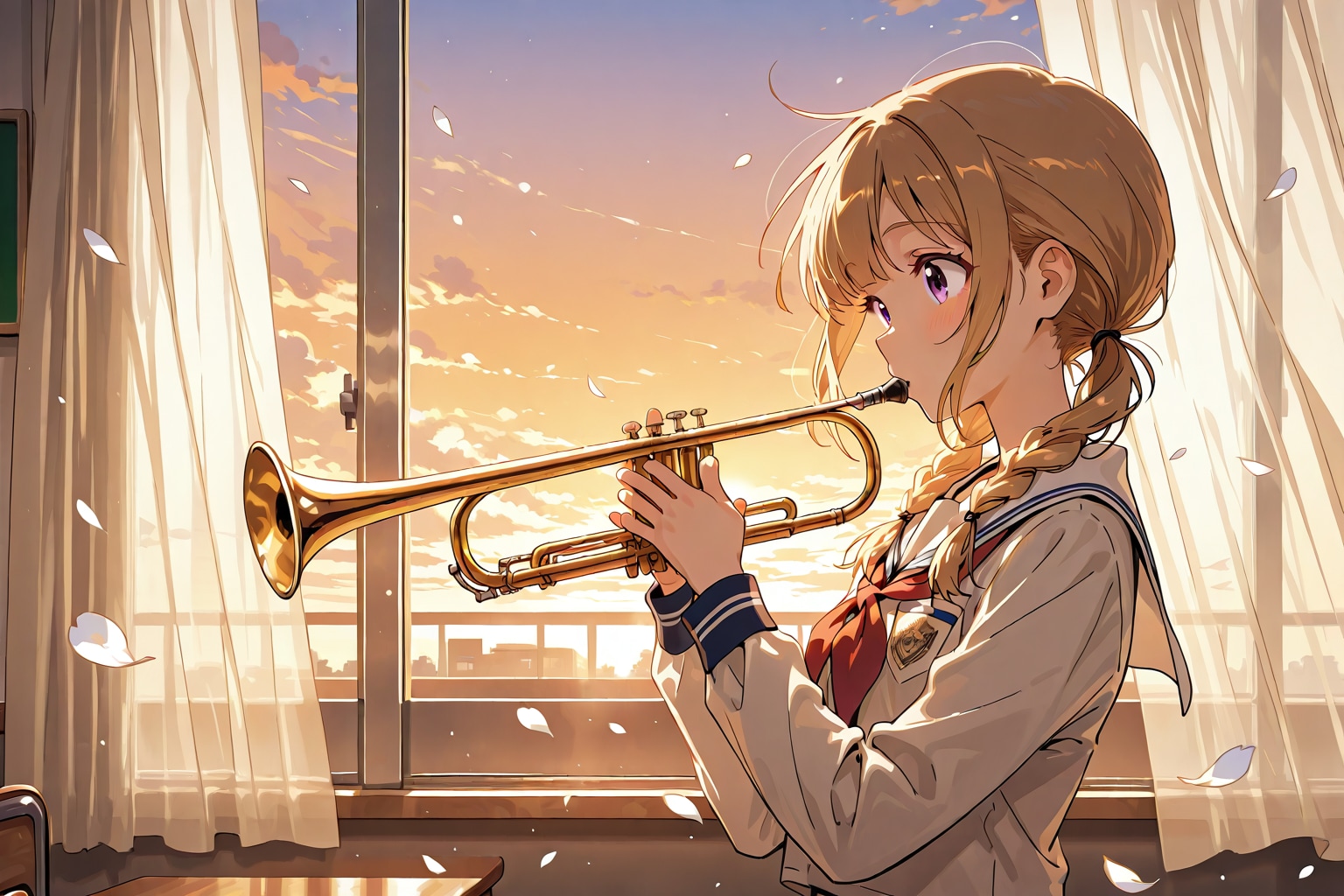 夕日とトランペット | の人気AIイラスト・グラビア