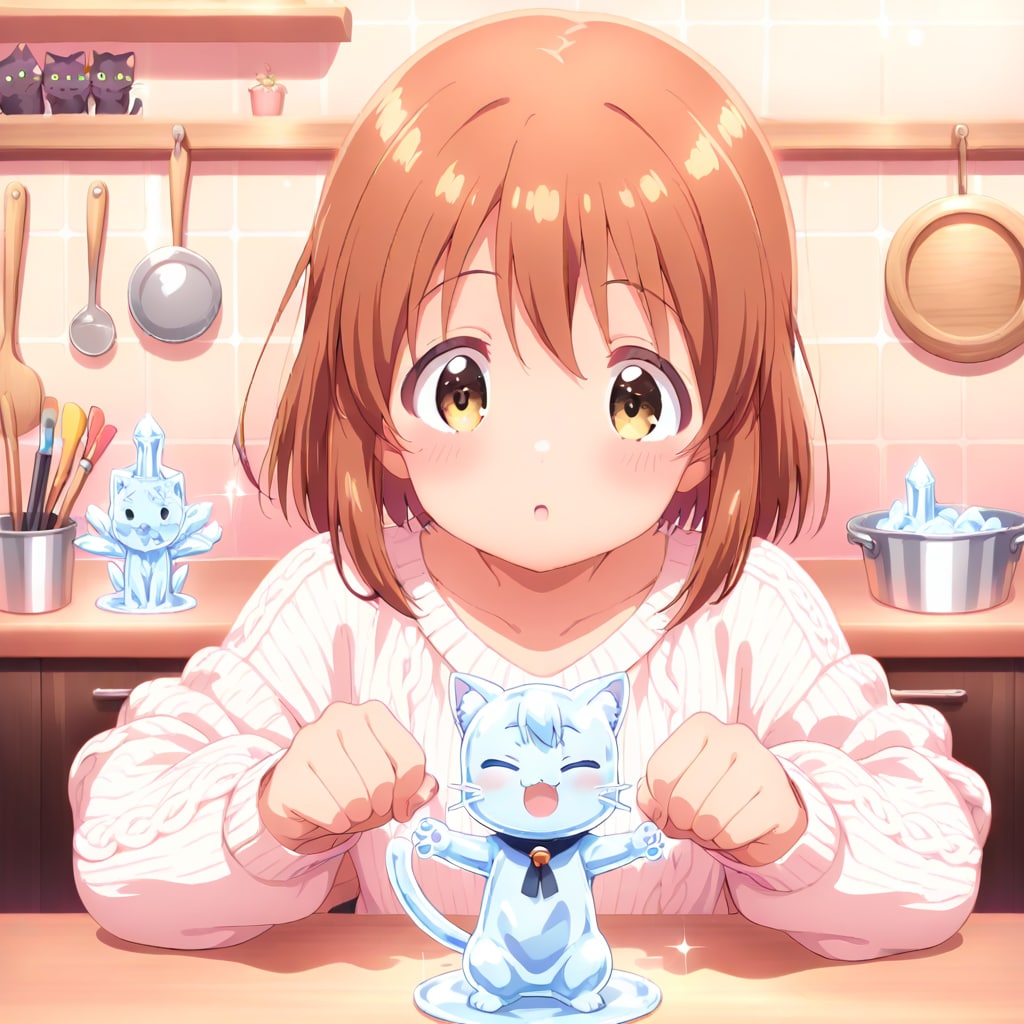 今にも動き出しそうな、とっても可愛い猫ちゃんの氷細工の出来上がり✨️