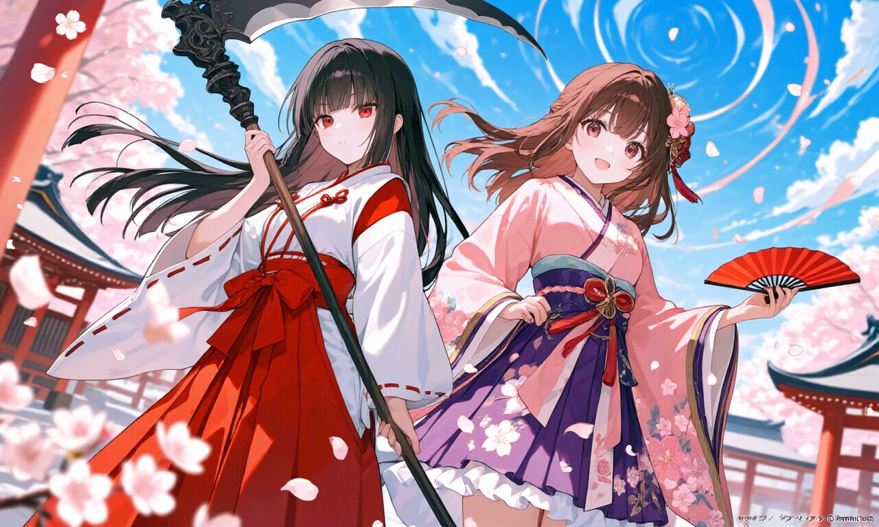 鉄扇女子と大鎌女子