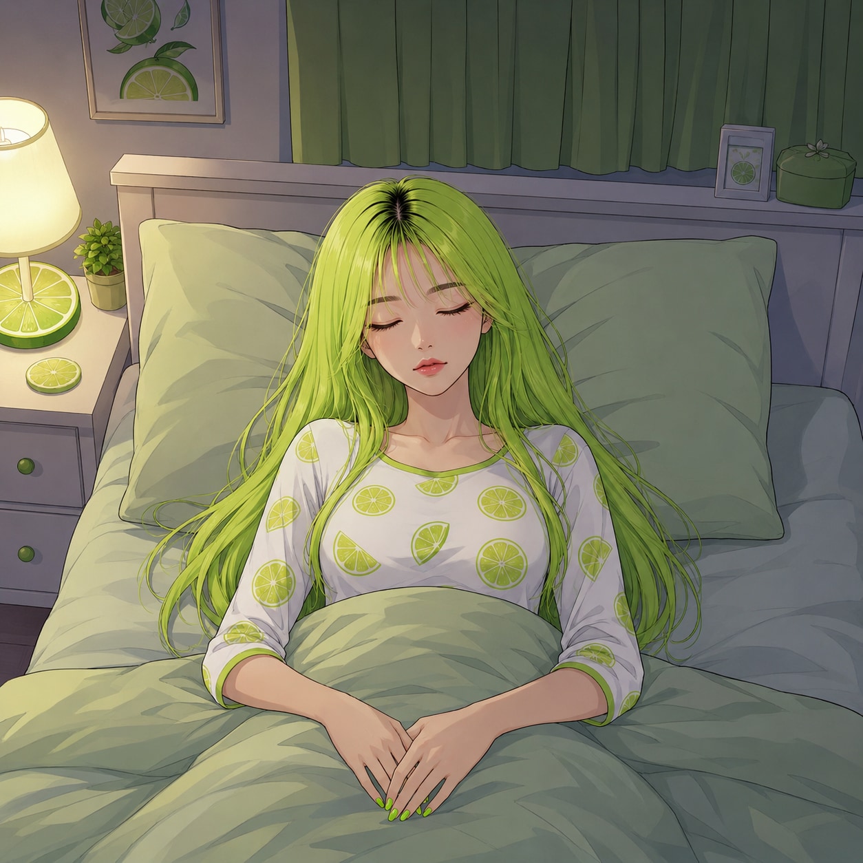 おやすみ🌙（ライムちゃん） | の人気AIイラスト・グラビア