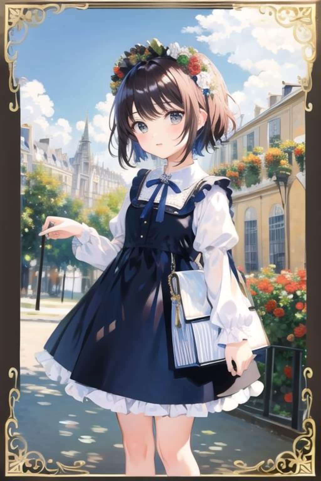 公園黒髪娘