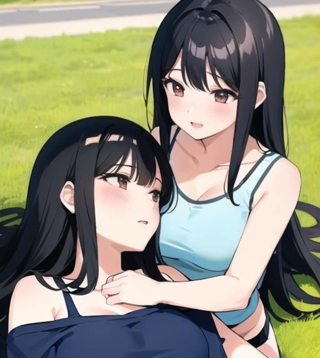 公園黒髪娘