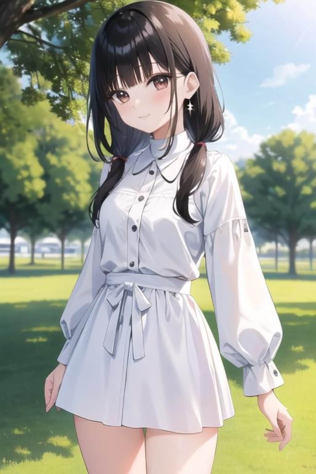 公園黒髪娘
