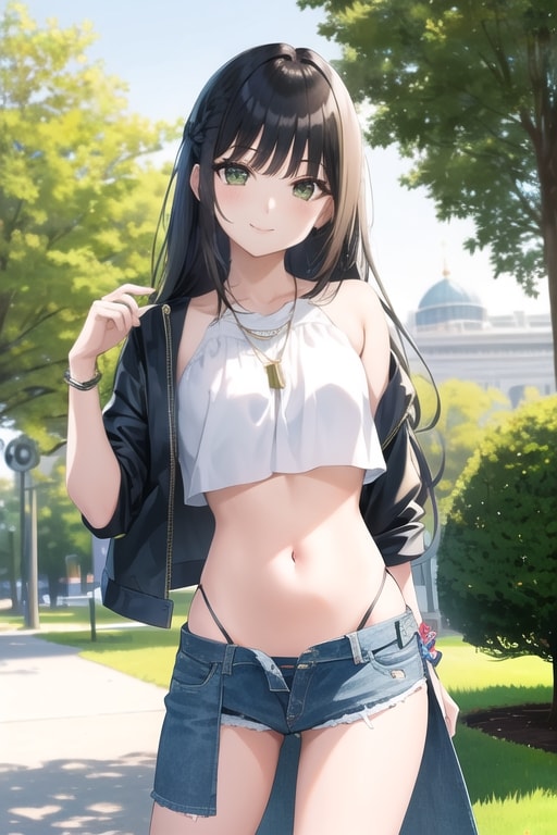 公園黒髪娘