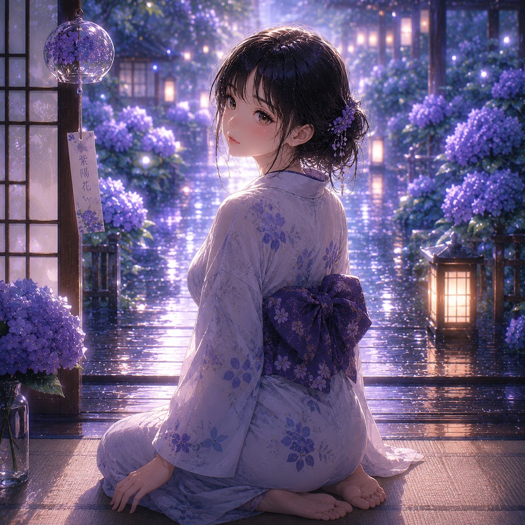 あじさいのある風景