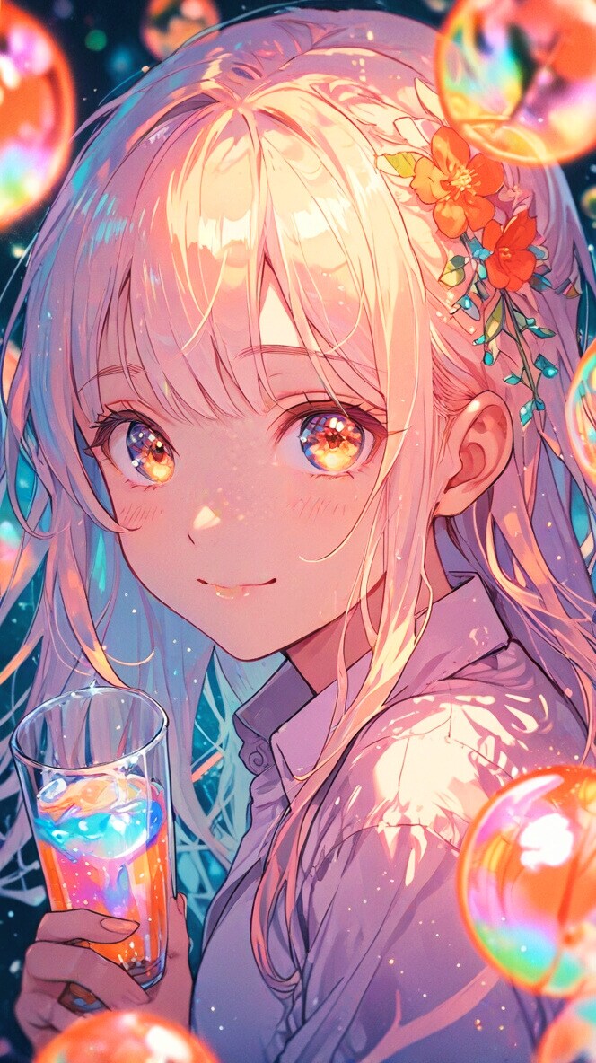 シャボン玉とグラス | の人気AIイラスト・グラビア