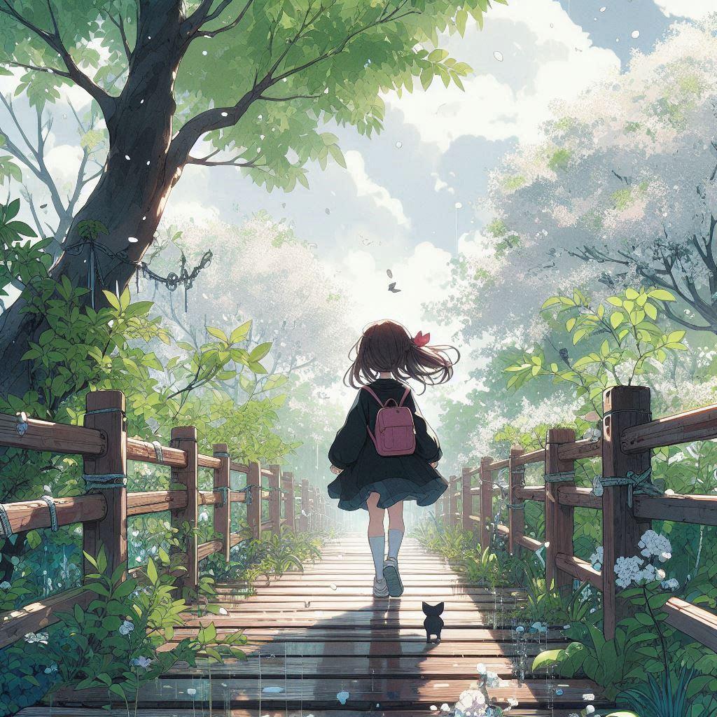 木の橋と少女69 | の人気AIイラスト・グラビア