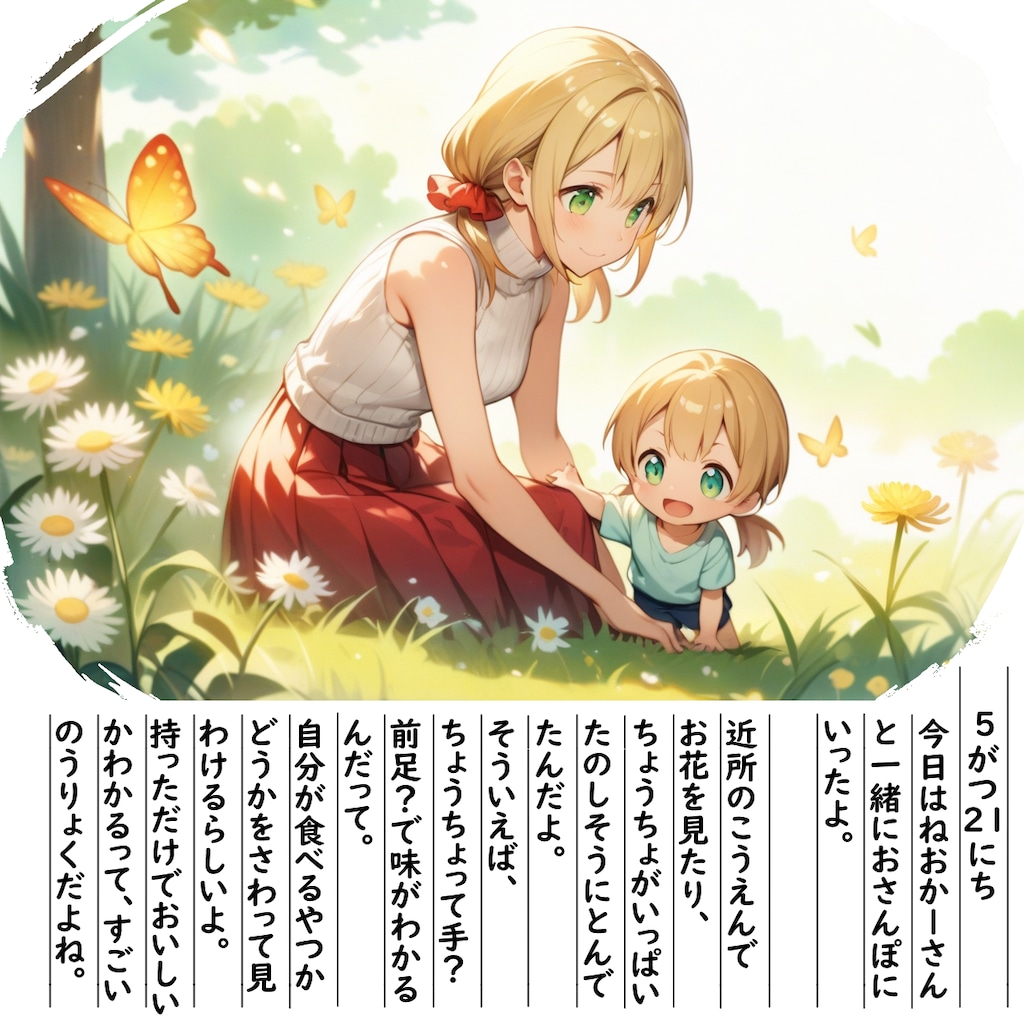 【絵日記】おかーさんとおさんぽ