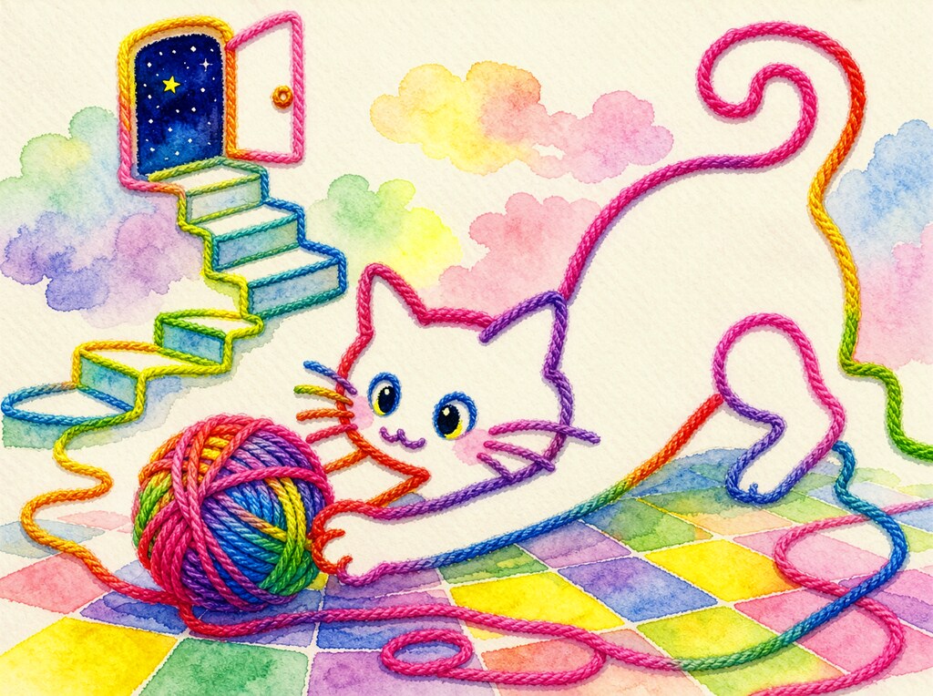 毛糸玉にじゃれる猫