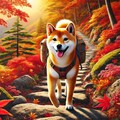 紅葉散歩を楽しむ柴犬 3枚目