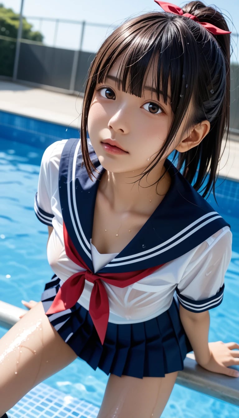 セーラー美少女、濡れた制服の『透け感』がガチでレベチｗｗｗ