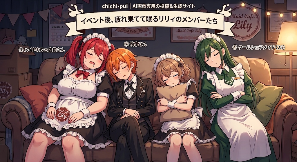 イベント後、疲れ果てて眠るリリィのメンバーたち