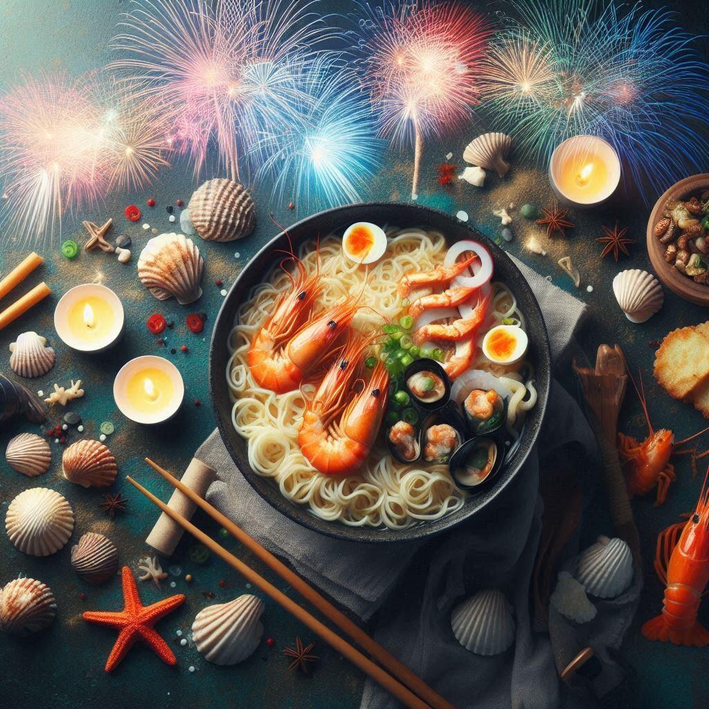 花火大会のseafood noodle
