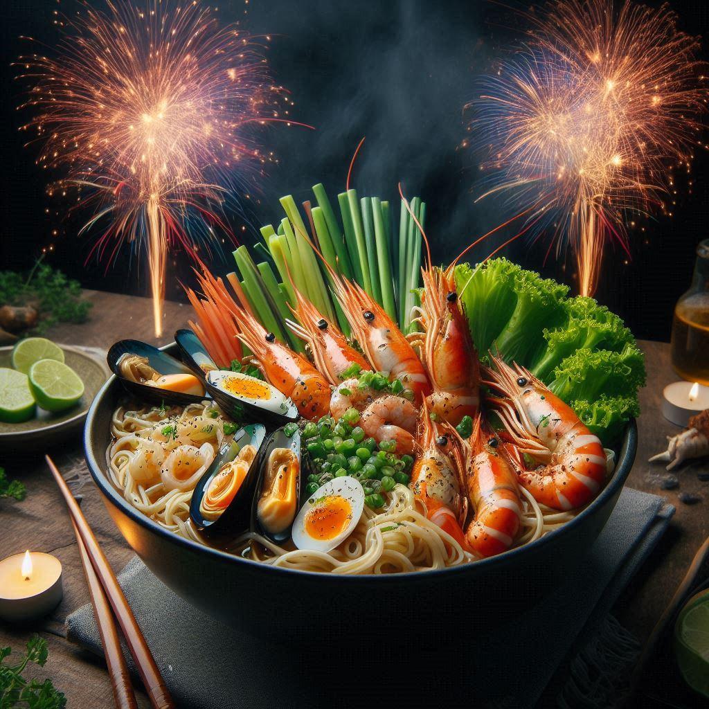 花火大会のseafood noodle