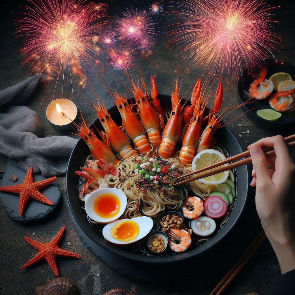 花火大会のseafood noodle