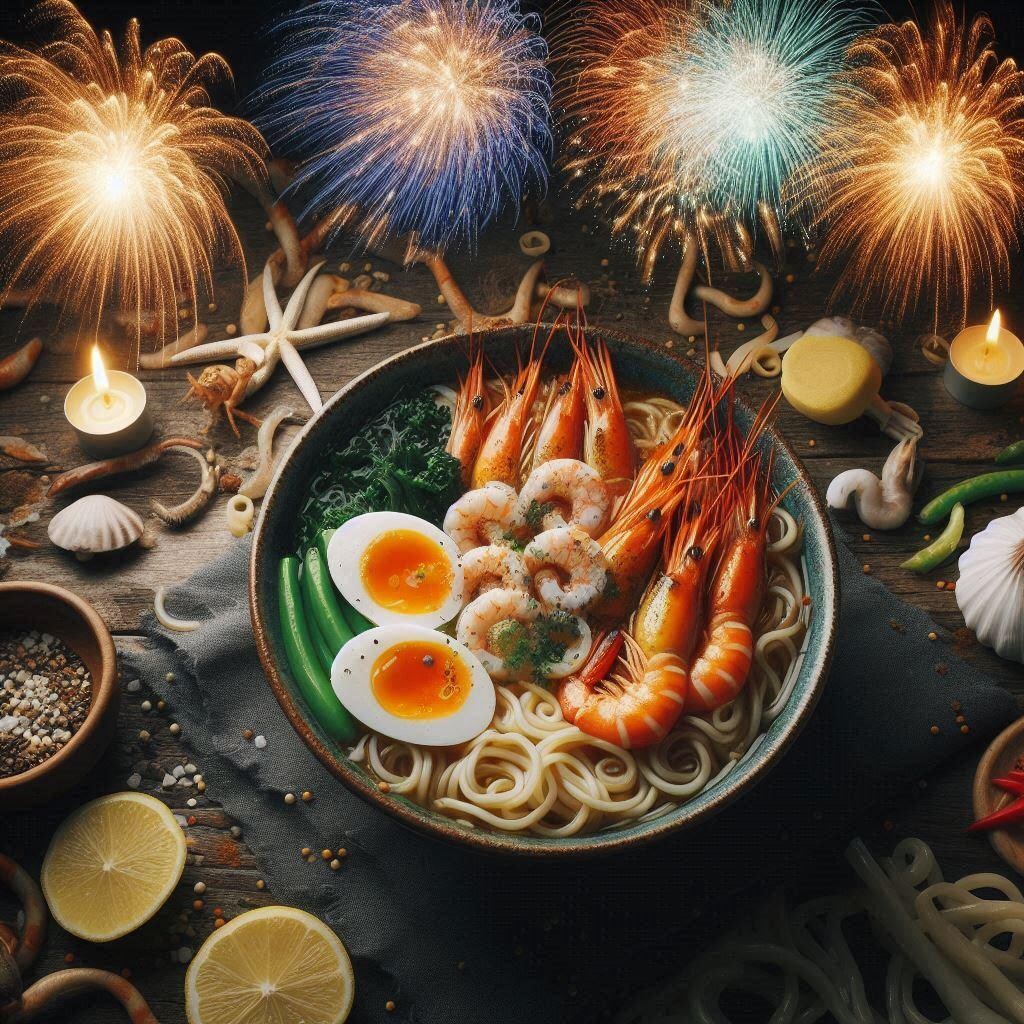花火大会のseafood noodle