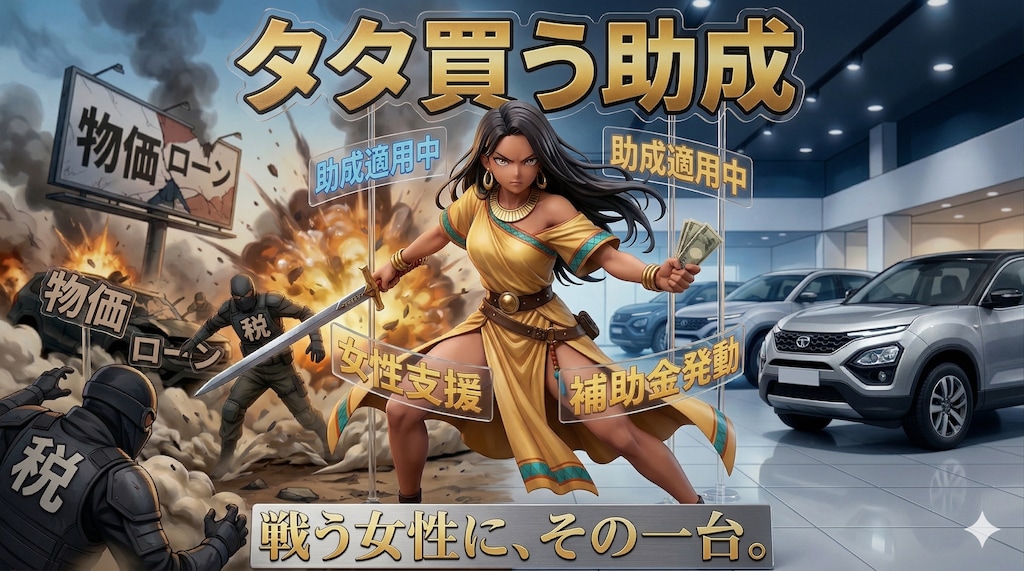 助成金を利用してタタの車を購入する女性戦士