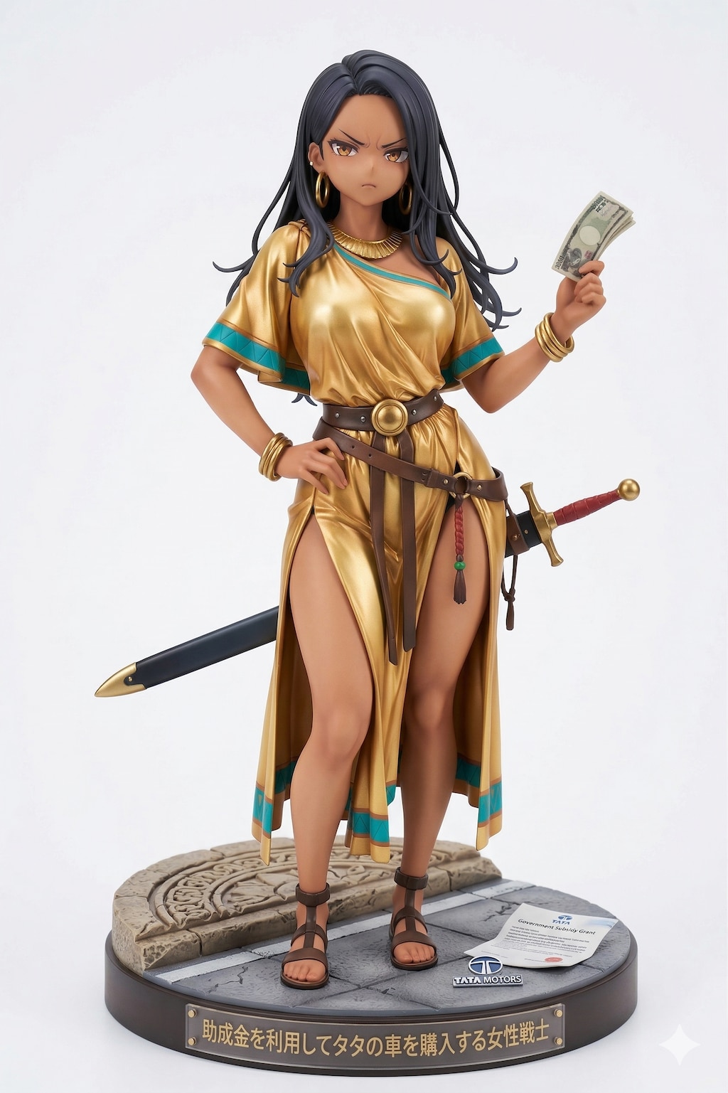 助成金を利用してタタの車を購入する女性戦士