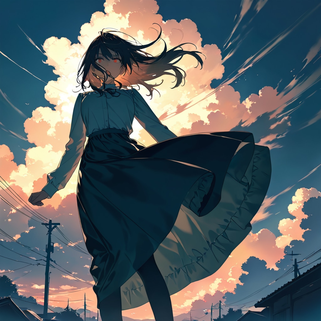 ロングスカートと強風 | の人気AIイラスト・グラビア