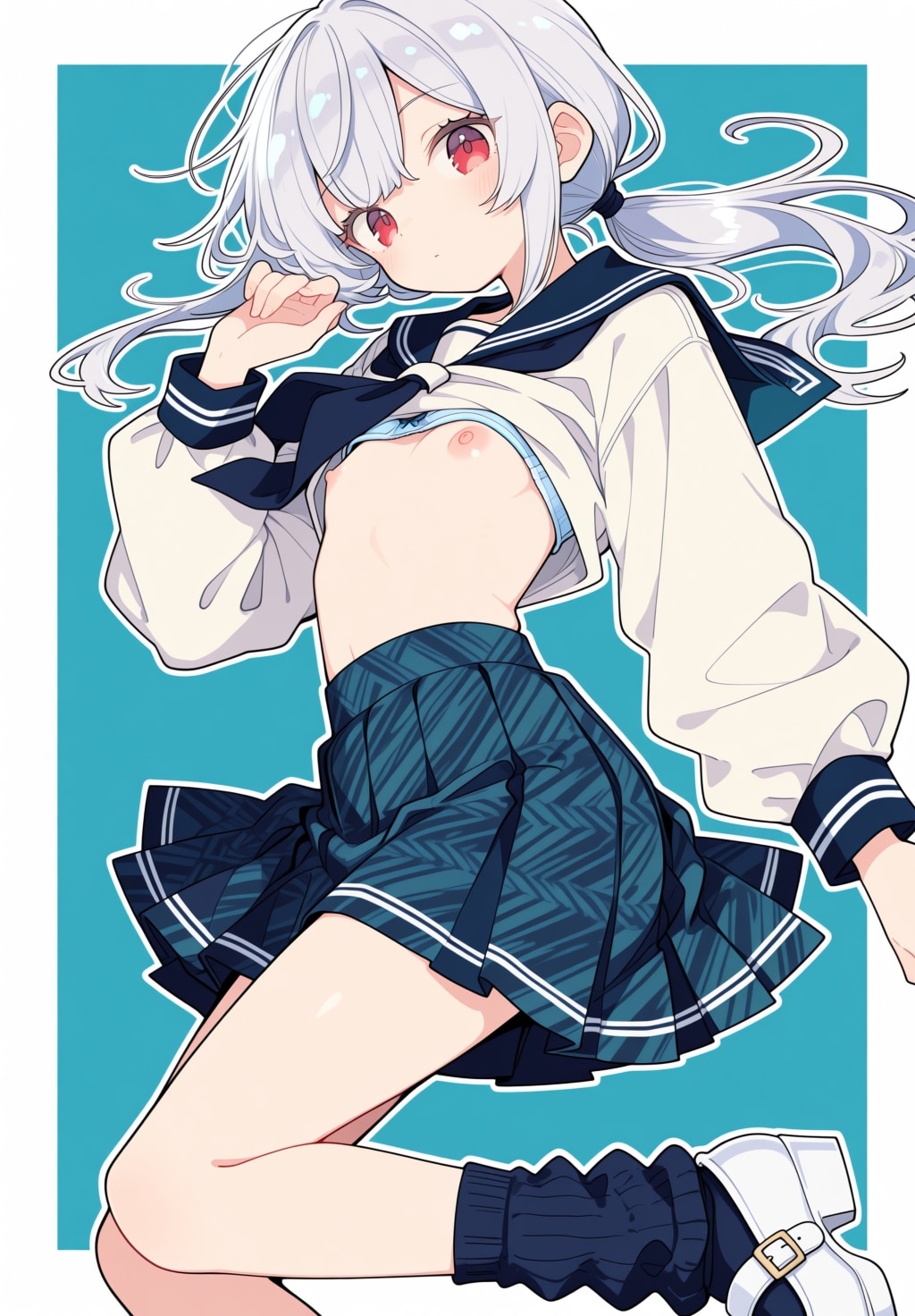 制服ずらしておっぱい！