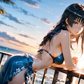 佐天涙子、夕日のビーチで振り向く気さくな夏の無防備 2枚目
