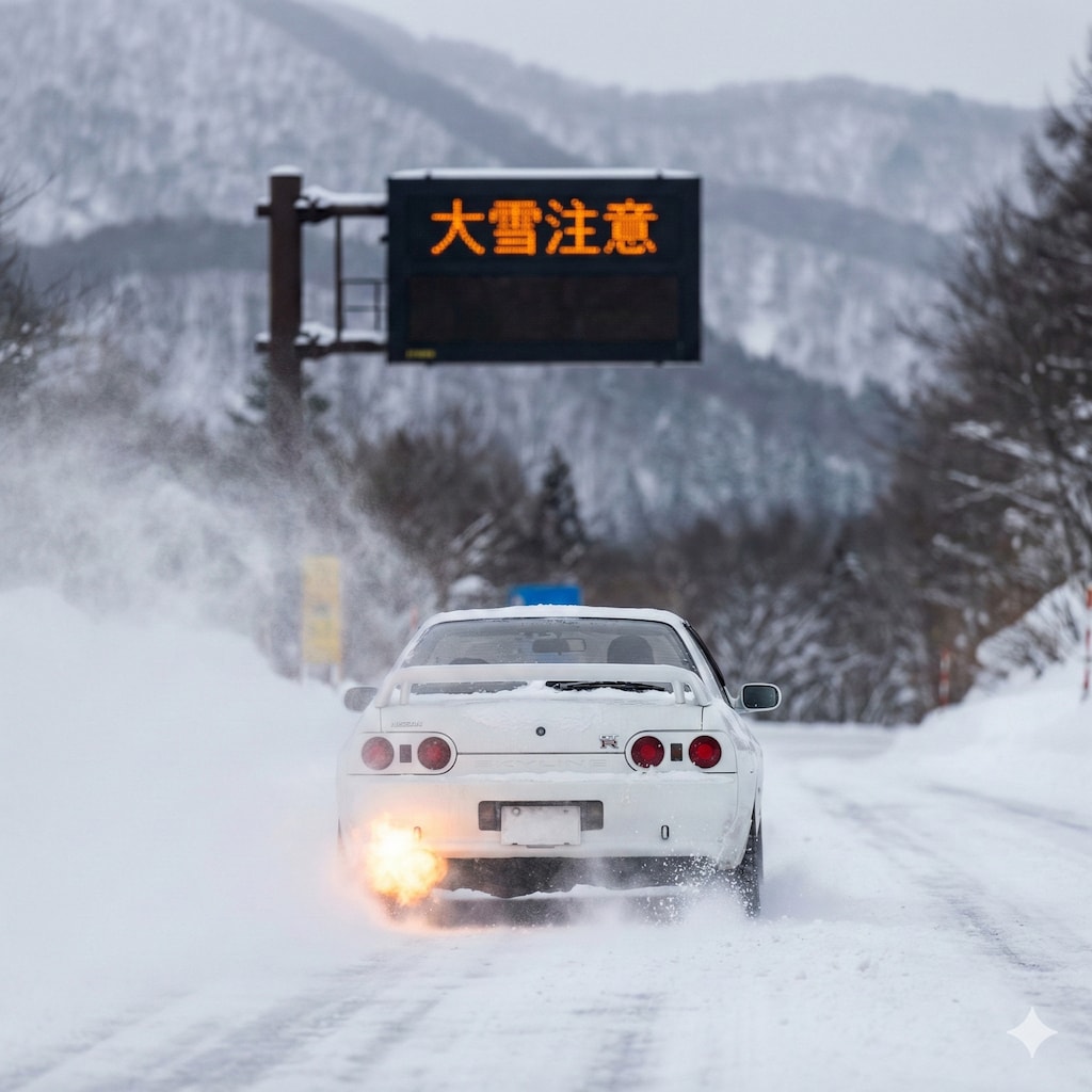 豪雪地帯を行くBNR32