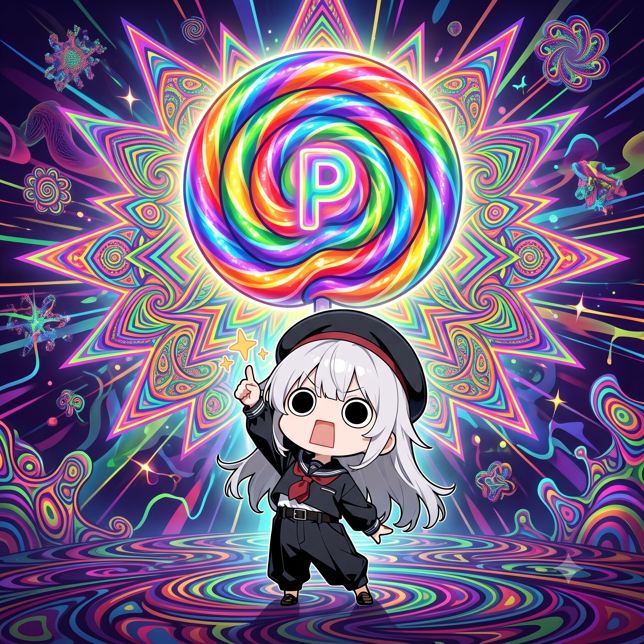 サイケデリックキャンディーを召喚してしまいよったえらいこっちゃ嬢 | の人気AIイラスト・グラビア
