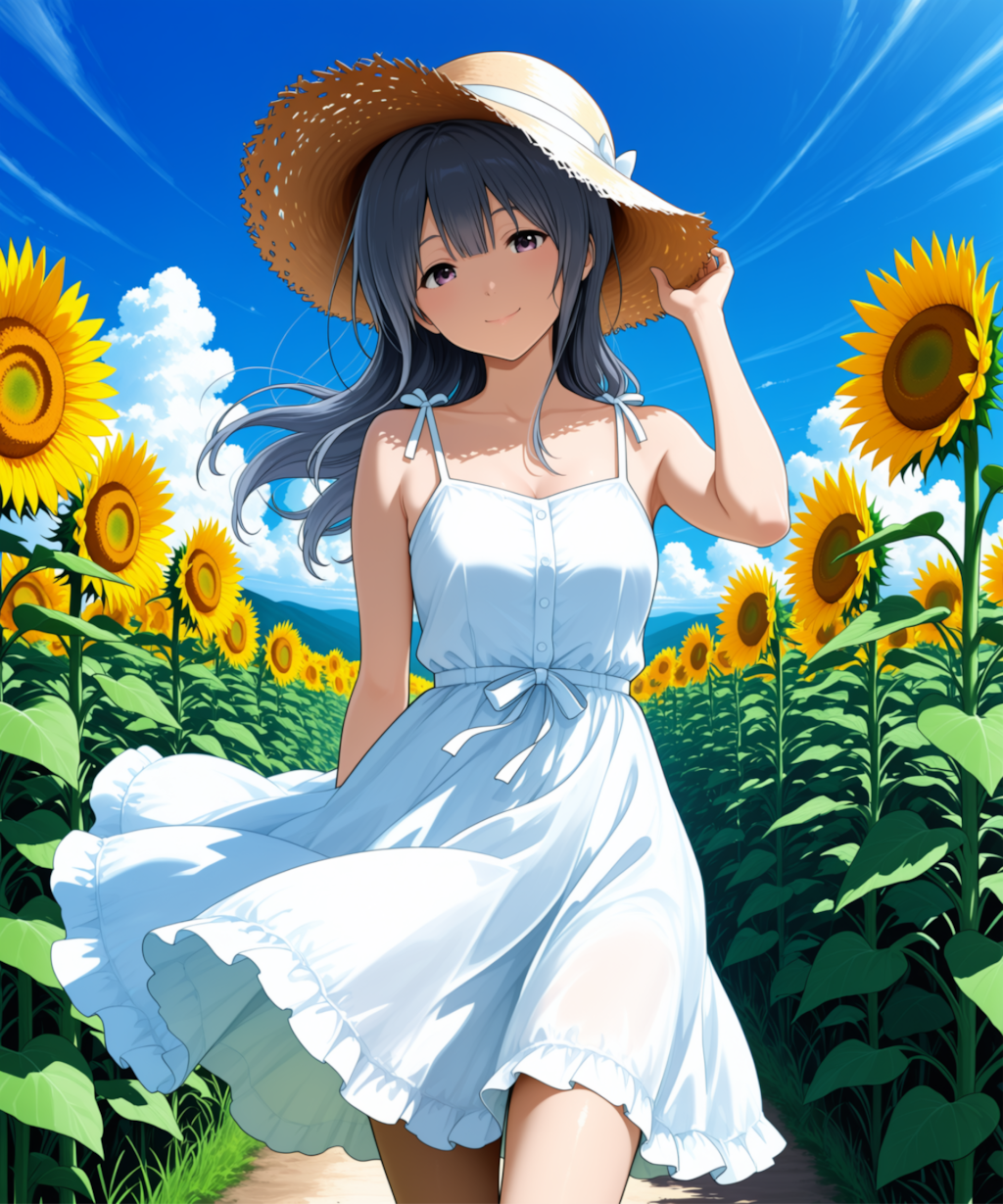 ひまわり畑のみぞれちゃん