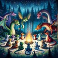 キャンプファイアするドラゴン達 2枚目