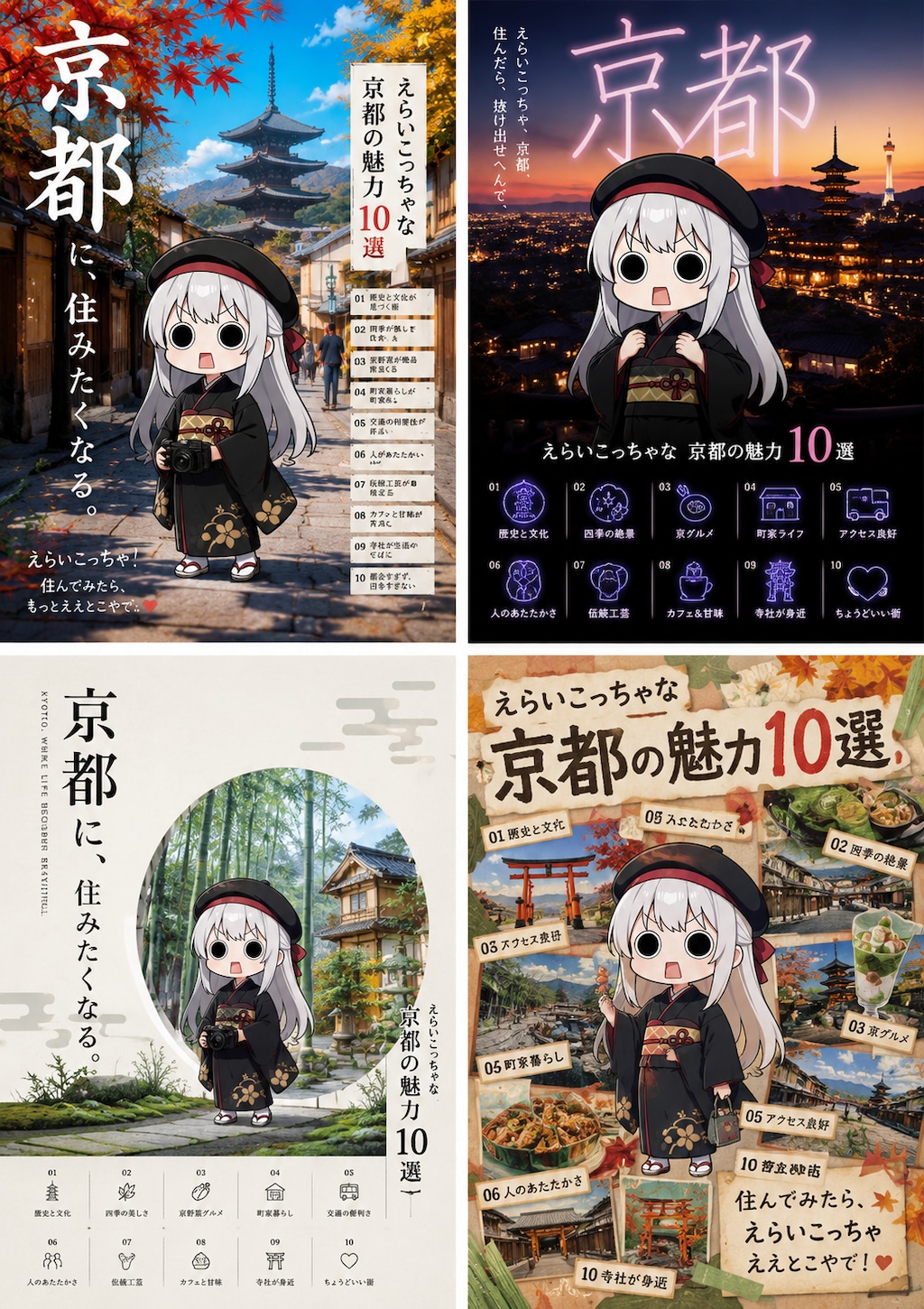 京都の旅を満喫しながら宣伝するポスター広告塔えらいこっちゃ嬢