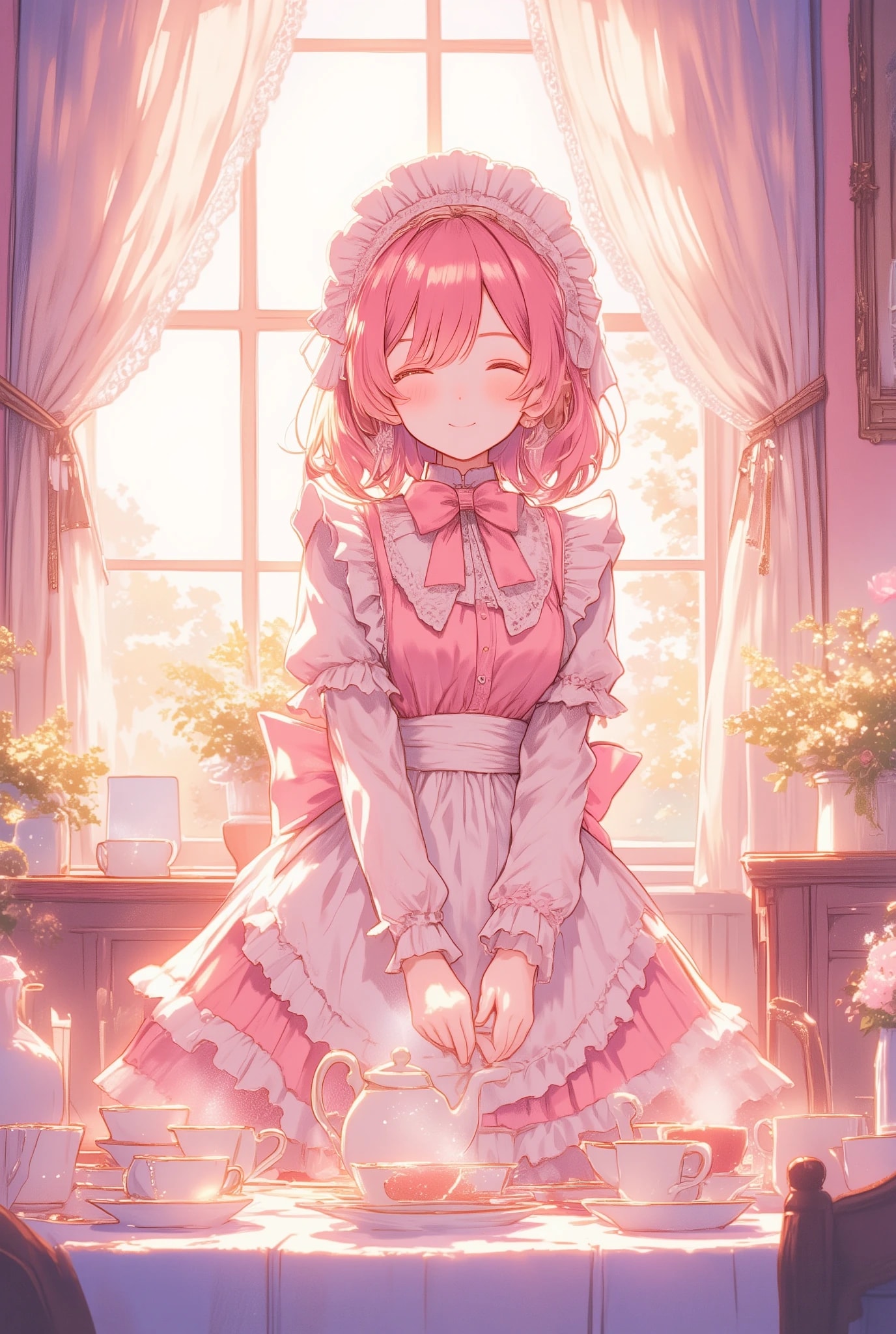フリフリピンクおっとりメイドさん | の人気AIイラスト・グラビア