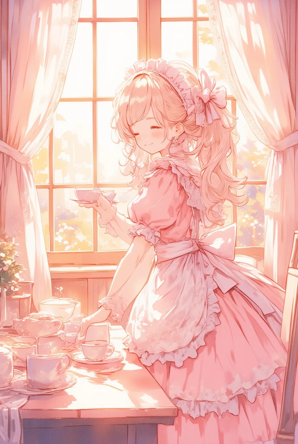 フリフリピンクおっとりメイドさん