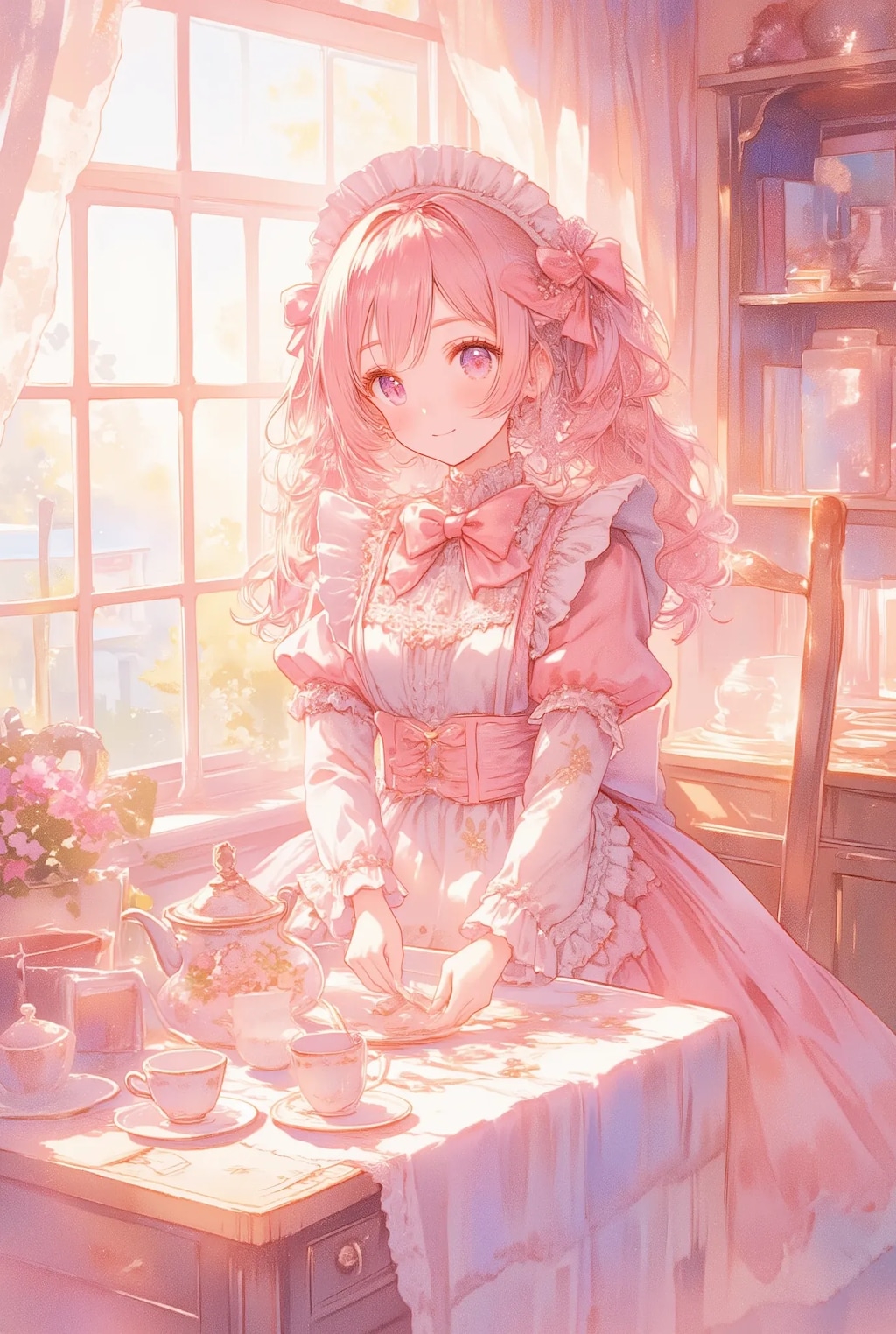 フリフリピンクおっとりメイドさん