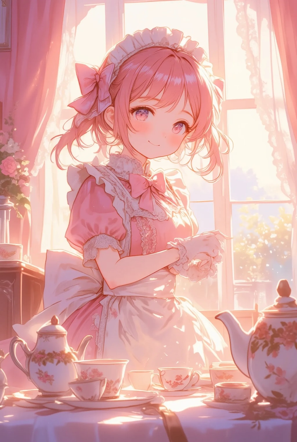 フリフリピンクおっとりメイドさん