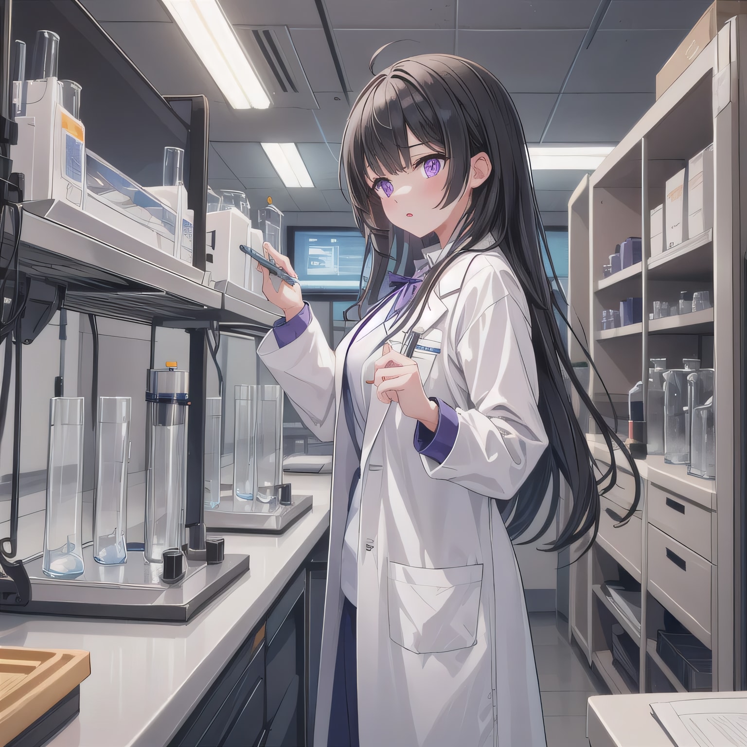 黒髪ロングで白衣の少女６０ | の人気AIイラスト・グラビア