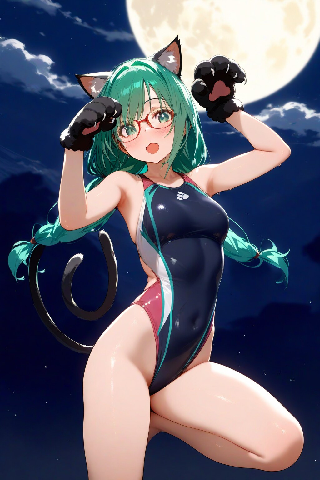 猫耳肉球スク水眼鏡っ娘2