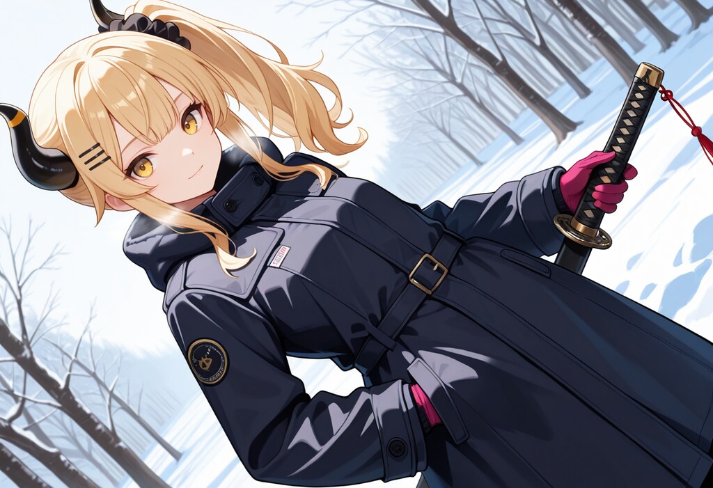 冬のコートと女鬼高生さん