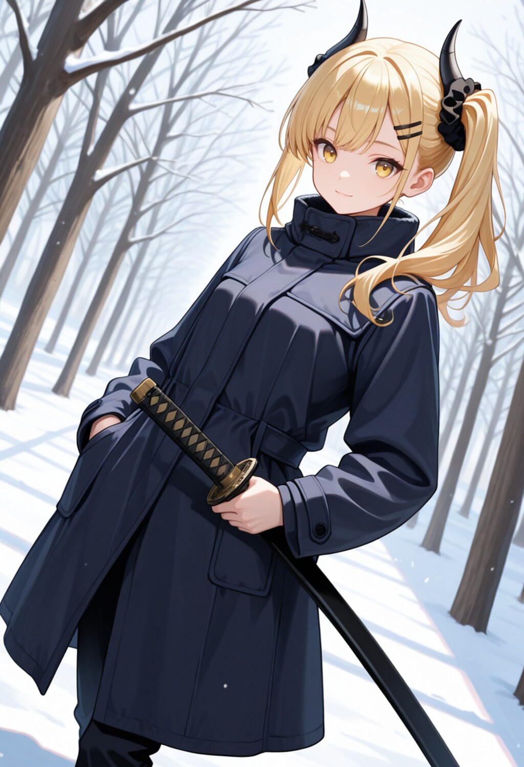 冬のコートと女鬼高生さん