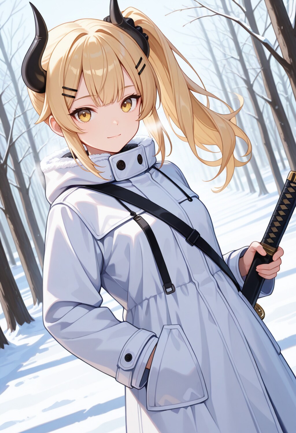 冬のコートと女鬼高生さん