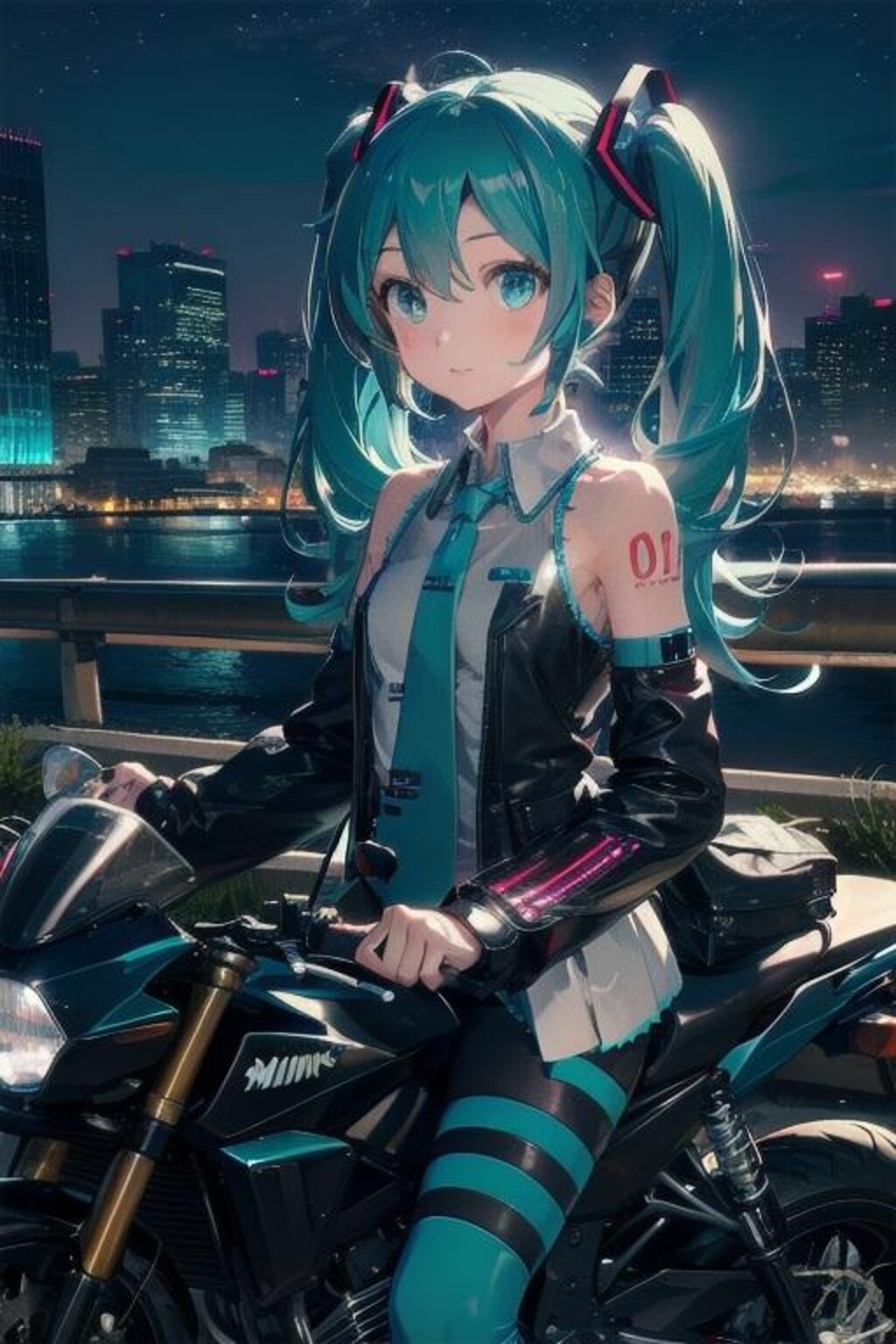 夜のミク　PixAI