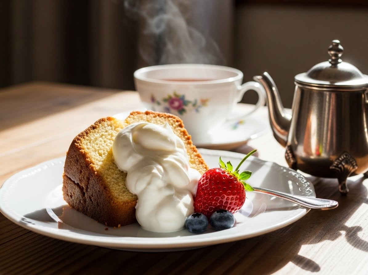 デザートの生クリーム付しっとりパウンドケーキ | の人気AIイラスト・グラビア