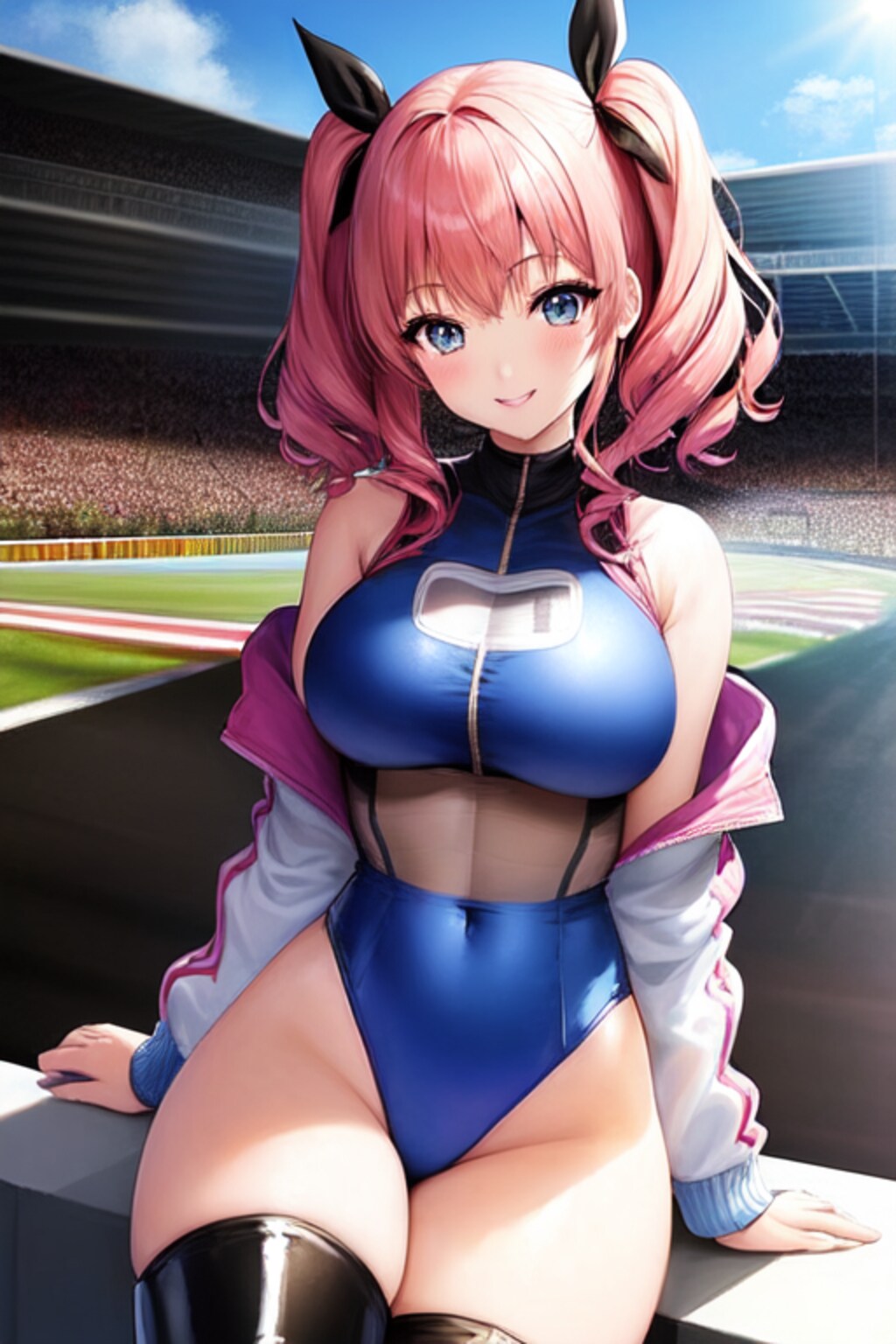 ピンク髪のレースクイーン