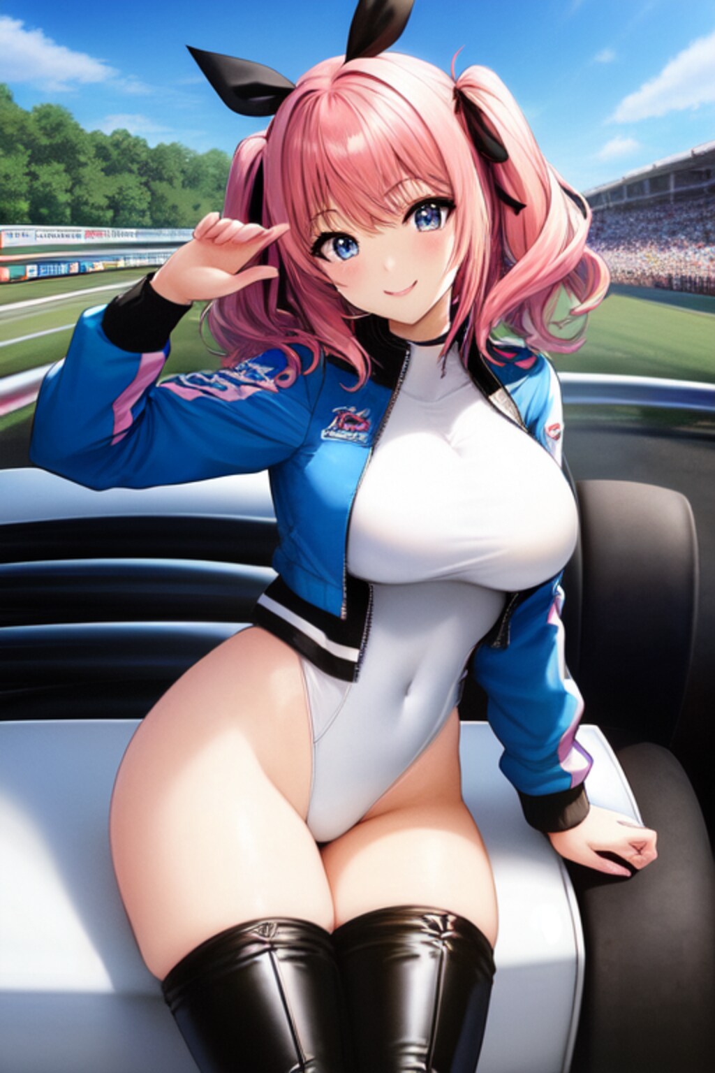 ピンク髪のレースクイーン